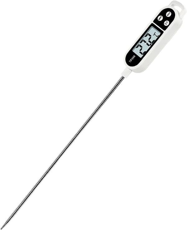 Matlagningstermometer, snabbläsande matlagningstermometer med lång sond och LCD-display, digital kökstermometer köttermometer för matlagning, kött,