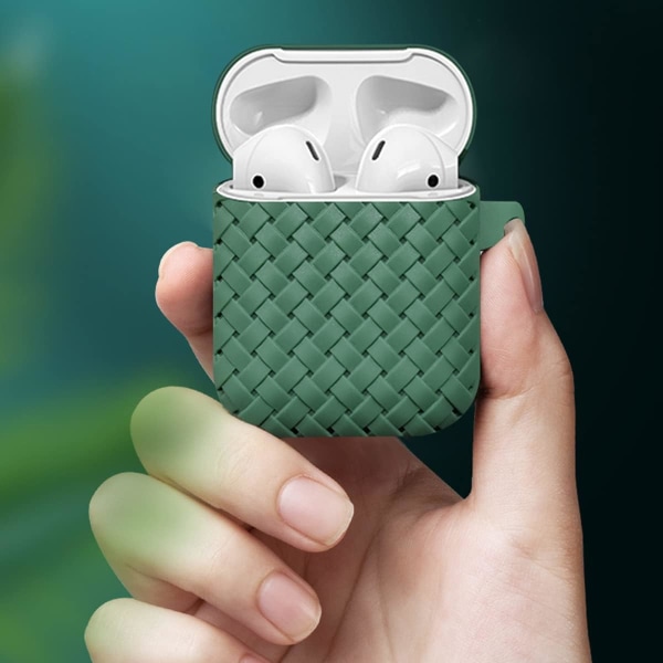 Case kompatibelt med AirPods, Retro Classic Weave case, stötsäkert cover med karbinhake, halkfritt case för A