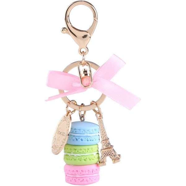 Nyckelring av harts och legering, söt nyckelring i macaronform med olika färger Eiffeltornet（A)
