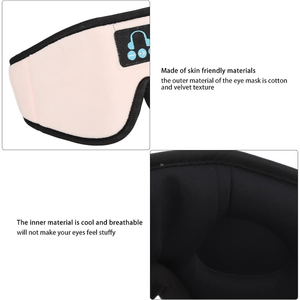 Sömnhörlurar Bluetooth Sömnmask Trådlös 3d ögonmask, handsfree tvättbar ögonmask för musikresor, sömnhörlurar Bluetooth ögonmask Ut