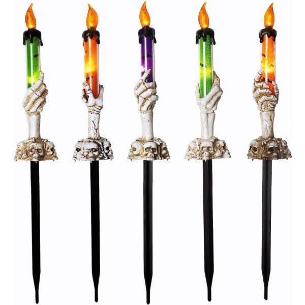Halloween Lys Stakes, 5 Pakning Skjeletthender Holder Lys