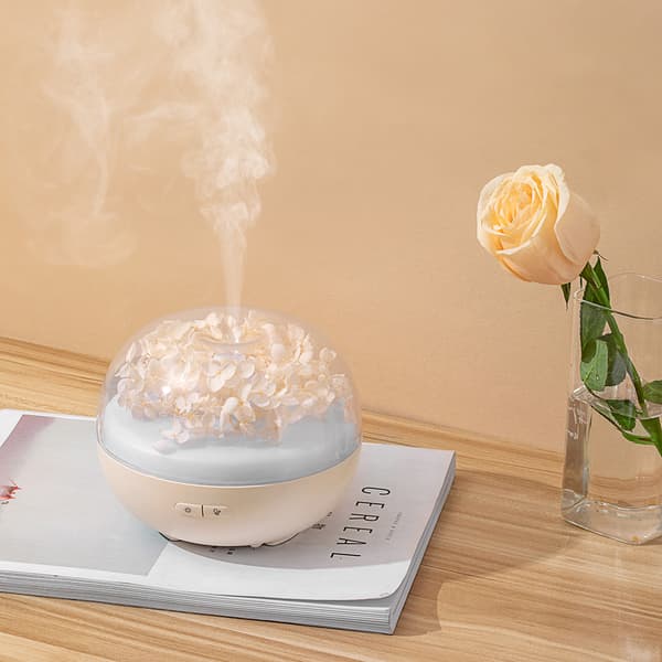 Forever Flower Luftfuktare LED Nattlampa Aromaterapi Diffuser (Beige)