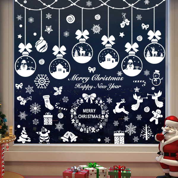 12 delar set julhänge snögubbe snöflinga fönsterglas klistermärke
