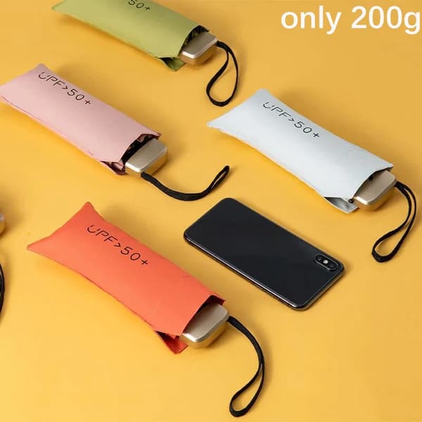 Mini-sateenvarjo UV-suojalla, UV-suoja ja taskut - oranssi