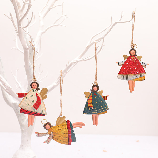 8st 11*7,5cm, linjelängd 10cm Juldekoration kreativt järnängelhänge handmålat lantligt vintage julhänge