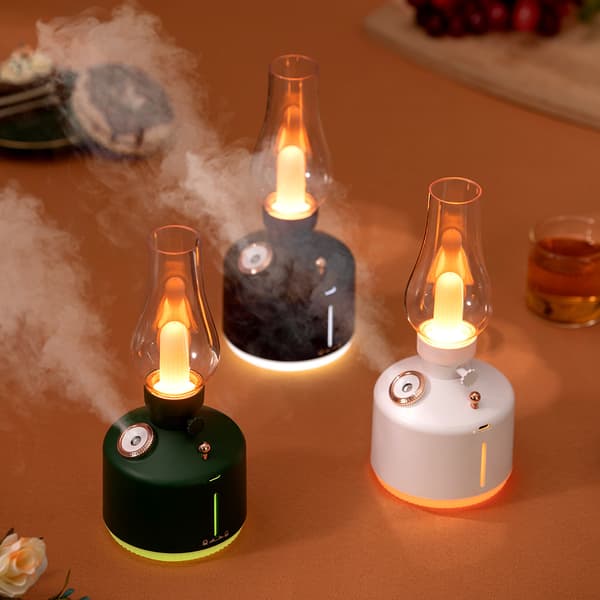 Natlampe Luftfugter USB Genopladelig Retro Natlampe Vaporizer (sort)