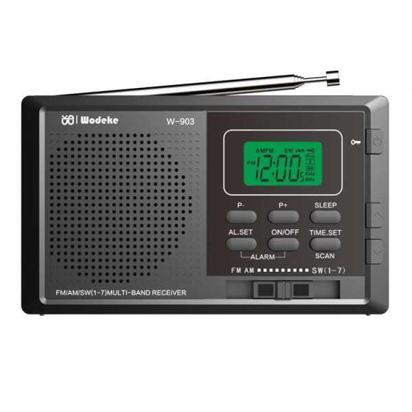 Digital Bärbar Radio AM FM SW Pocket Radio Mini Personlig Transistor Radio med Högtalare LED Display Väckarklocka, Utmärkt Mottagning