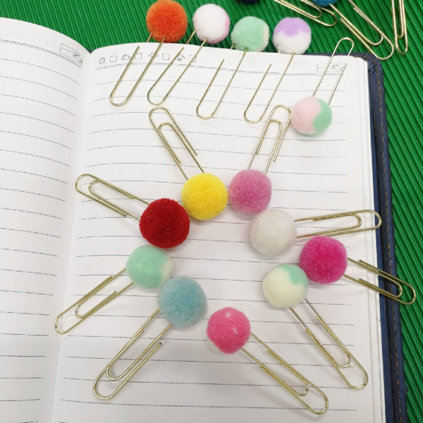 50 stk. Fargerike Pom Pom-binders Metall Pom Pom-bokmerke Papirplanlegger
