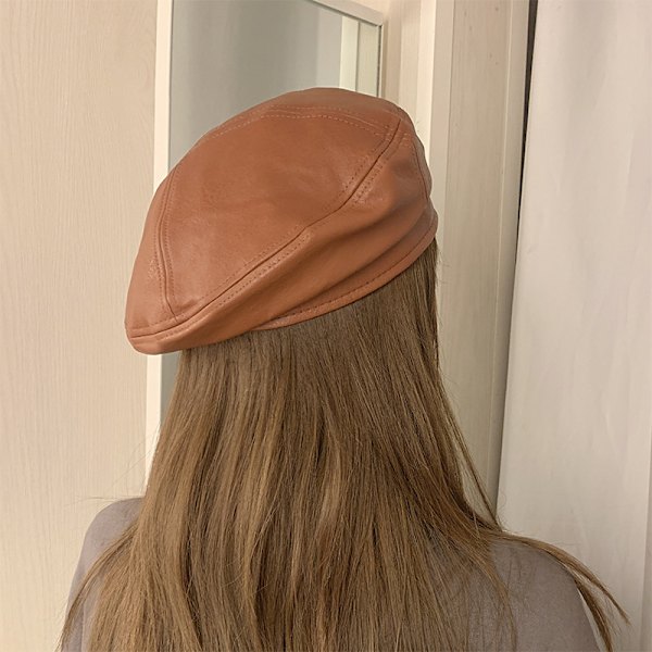 Hatt kvinnlig koreansk version tide all-match retro PU-lädernät re