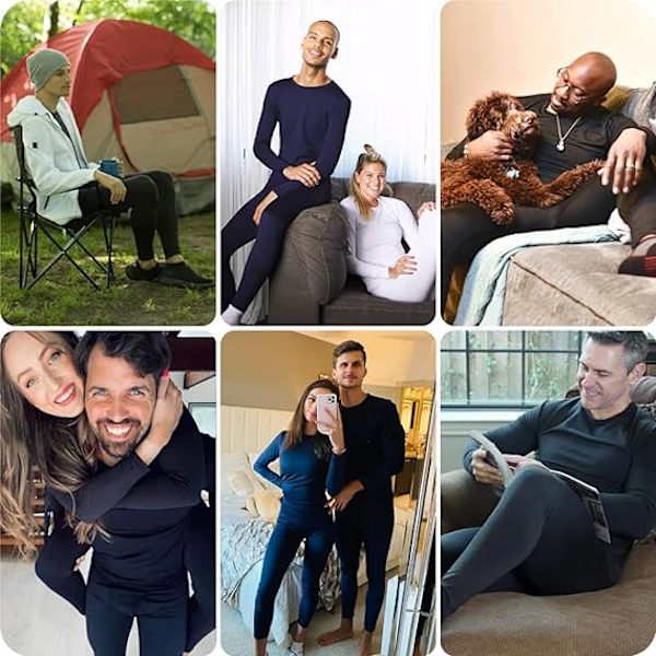 Long Johns thermal för män med fleecefoder för kallt väder (svart, litet)