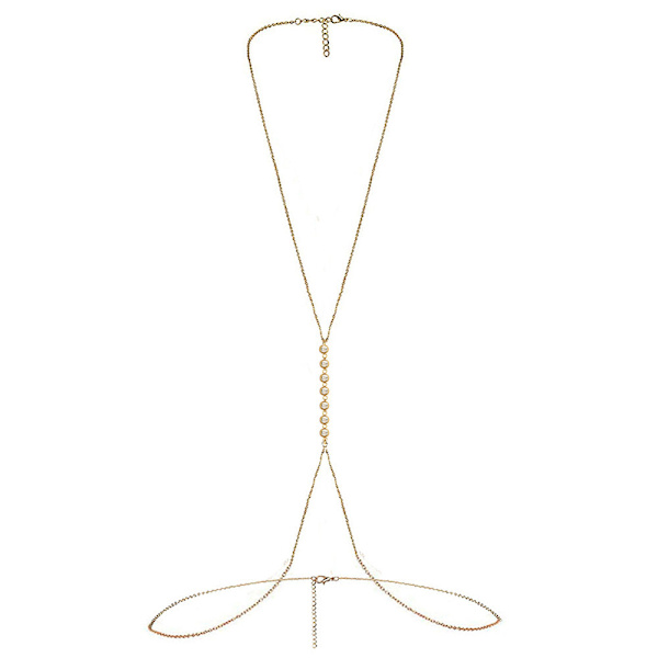 Mode Kvinnor Kropp Mage Midja Charm Kedja Bikini Beach hänge Halsband Guld