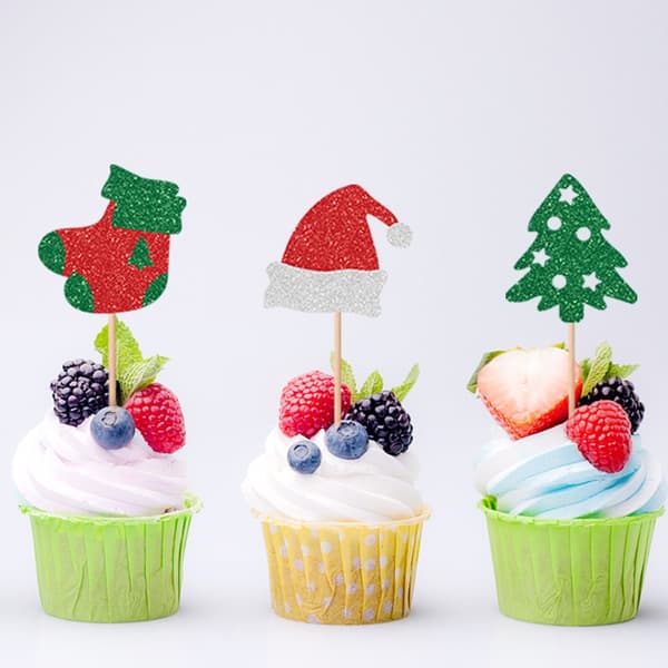 Jule Cupcake Toppers 15 stk. Glitter Jule Cupcake Toppers
