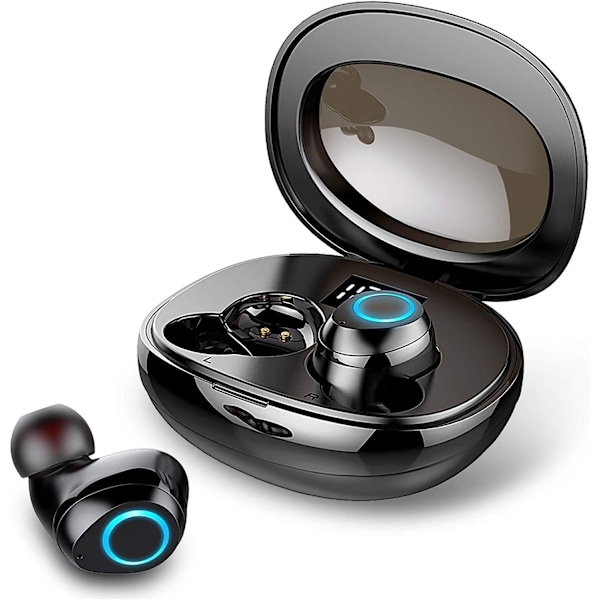 Bluetooth 5.1 -kuulokkeet, 3D Hi-Fi Stereo langattomat kuulokkeet IPX7 vedenpitävät, Bluetooth-kuulokemikrofoni mini-pikalatauskotelolla ja mikrofonilla, superkevyet,