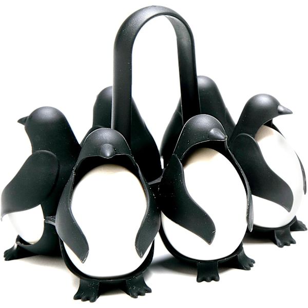 Egguins 3-i-1 Koke, Oppbevar og Server Eggholder, Pingvinformet Eggekoker for Å Lage Bløtkokte eller Hardkokte Egg, Eggies, Holder 6 Egg for Enkel C
