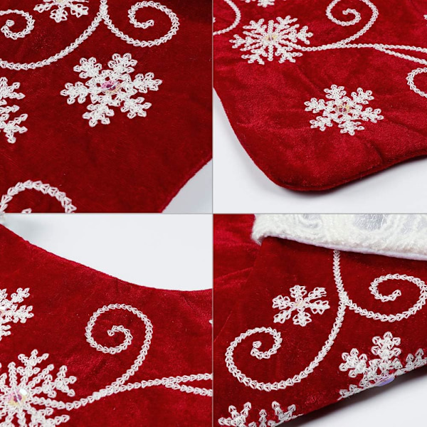 Velete Røde Julestrømper 48 cm Broderte Gaveholdere for Julebordpynt Ornamenter