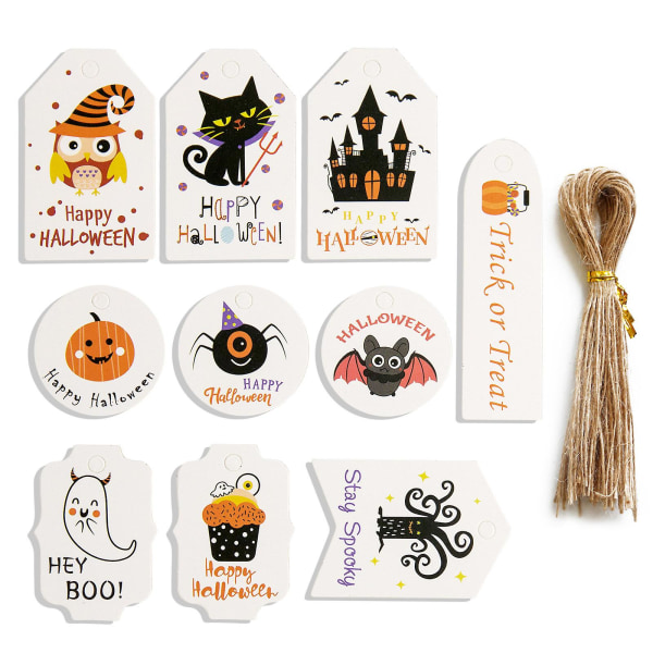 Halloween Tag Pumpa Ghost Cat Tag Card Halloween Godispåse Dekoration Tag Set