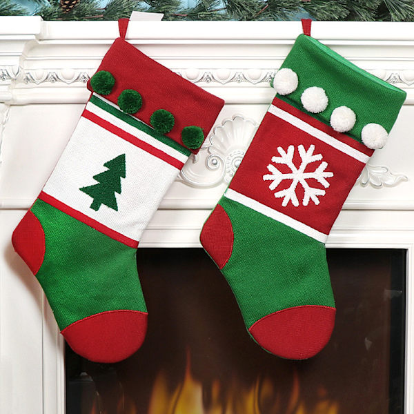 2 Styck Julstrumpor Julgran Snöstrumpor Presentpåse Juldekorationer Godispåse