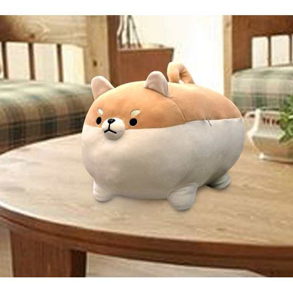 Gosedjur Plyschleksak Anime Corgi Kawaii Hundplyschleksak mjuk kudde, gosedjurspresenter för pojkar, flickor (brun, 15,7")