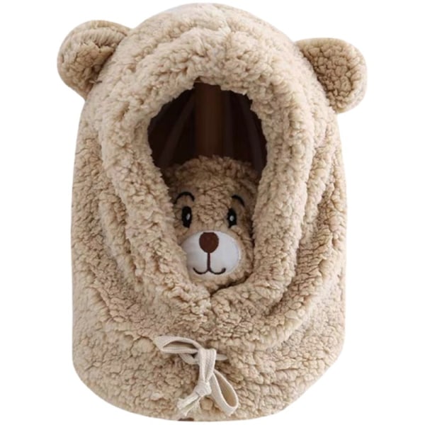 Söt björnmask, halsduk, cap, varm vindtät mössa för vintercykling, höst och vinter mångsidig (khaki)