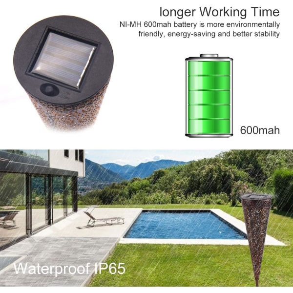 Solcellelamper Utendørs, LED Hage Pendellamper, IP65 Vanntett Metalllamper for Innendørs/Utendørs, Terrasse, Sti, Bord, Veranda - 2 pakning