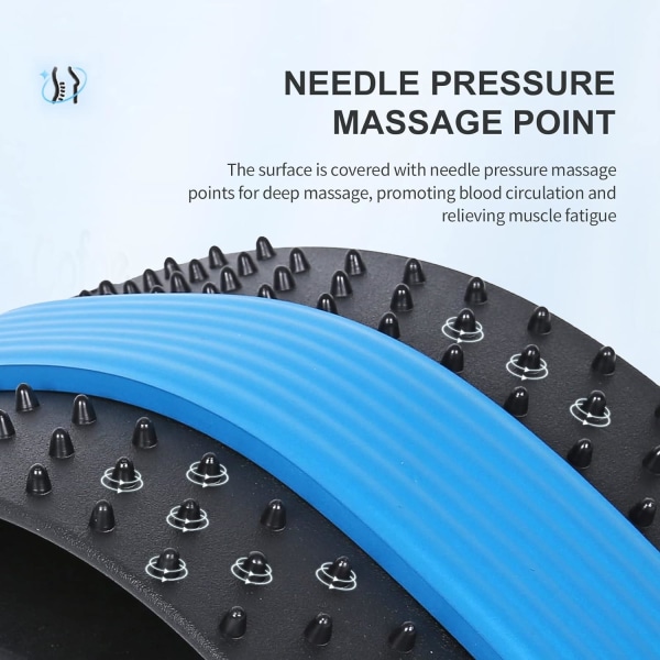 Stretching Device, Back Massager för Bed & Stol & Car, Multi-Level Lumbal Support Stretcher Spinal, Nedre och övre muskelsmärta (svart/blå)