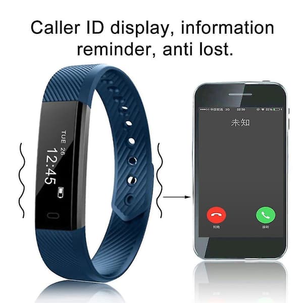 Bluetooth Smart Armbånd Pulsmåler Aktivitetsmåler Skritteller blå