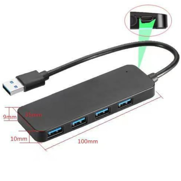 4 Port USB Hub 3.0, T-Sound USB Splitter för bärbar dator, Ps4 tangentbord