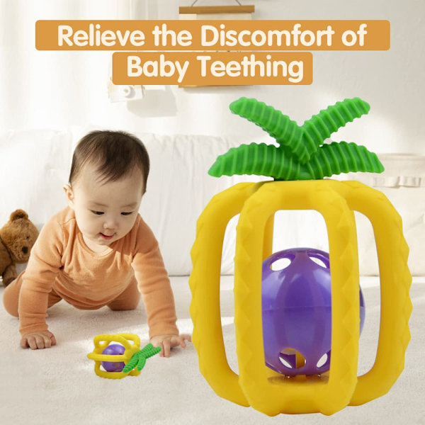 Baby tandlegetøj, 0-6 måneder gammelt baby tandlegetøj, BPA-fri fødevaregodkendt silikone, ananas tænder, perfekt babygave