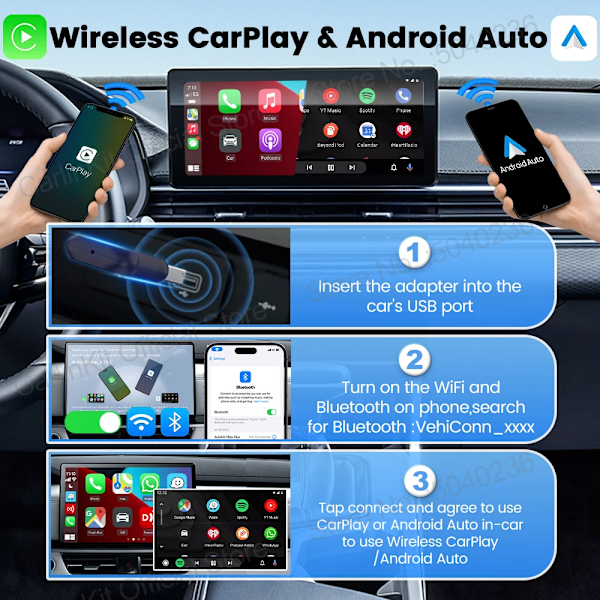 CarlinKit 5.0 Mini Ultra Trådlös Adapter Trådlös CarPlay Android Auto För OEM Bil Plug and Play WiFi Bluetooth Automatisk Anslutning