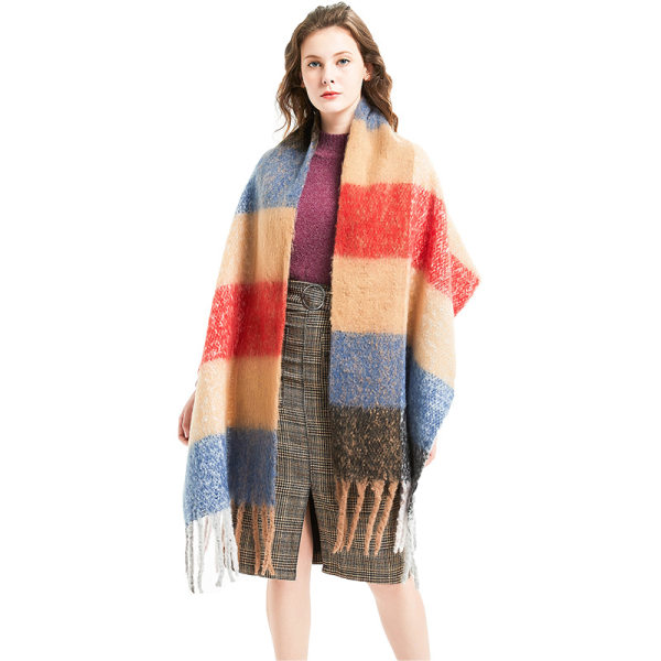 Frans Pläd Scarf Cirkel Sand Tjock Fläta Tjock Skägg Twist Braid Scarf Sjal