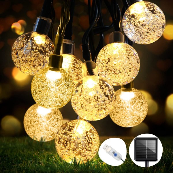 50 st LED Solar String Lights, 7m 50 Lights (2,5 Bubbles) - 8 Fu