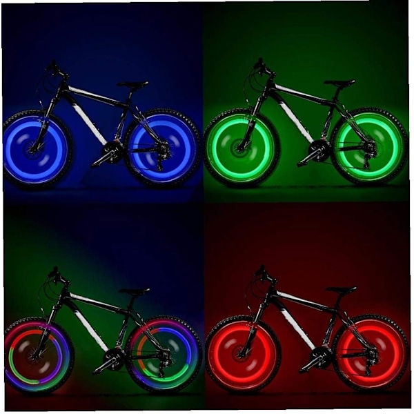 Cykelhjul Lys Vandtæt Cykeleger Lys LED Neon Dæk Blinkende Lampe Rideudstyr 4 stk