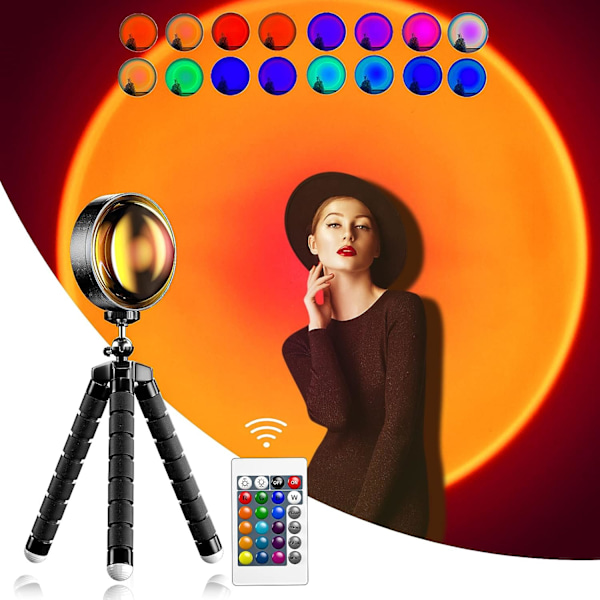[Uppgraderad] Smart Sunset Lamp Projektion, 16 Färger LED S
