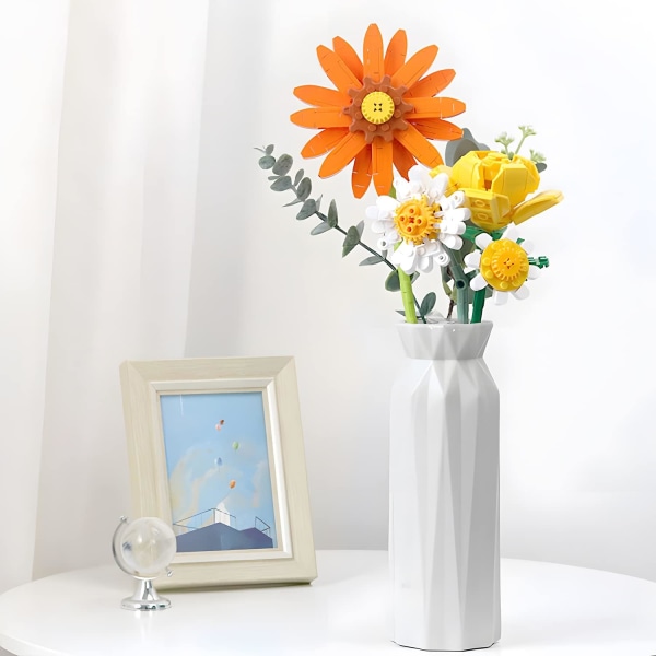 Flower Building Block Kit, Creative DIY Flowers Botanical Collection Byggstensleksak för vuxna Jul Alla hjärtans heminredningskontor Barberton daisy (Orange)