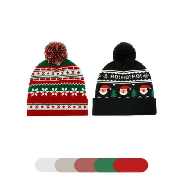 2-delad Snöflinga Julhatt Tomte Stickad Hatt Röd Hatt Förälder-Barn Ullhatt