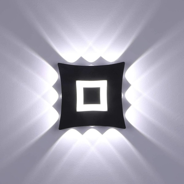 18W Moderne COB LED Innendørs Utendørs Vegglampe, IP65 Vanntett Aluminium Vegglampearmatur, 6000K Kaldt Hvitt Lys, Svart