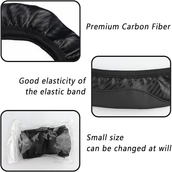 Rattmuff för Bil, PU Läder Kolfiber 15 Tum, Elastiskt Ratt Skydd för Bil, Universal Anti-Slip Ratt Skydd, Ratt