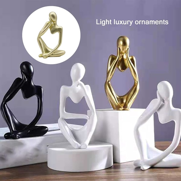Abstrakt Skulptur, 3 Dele Resin Mini Tænker Skulptur Ornamenter Sæt til Kontorbord Hyldeindretning Kontor Soveværelse Balsal Dansere Balletelskere Resi