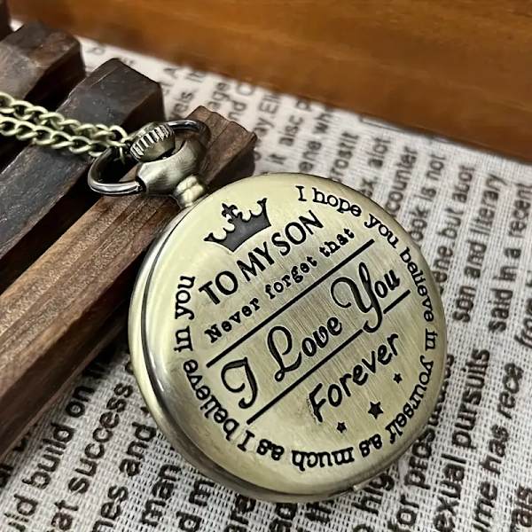 1 kpl \"POJALLENI\" Rakastan sinua ikuisesti Retro muistettava taskukello, vyötäröketju lahja