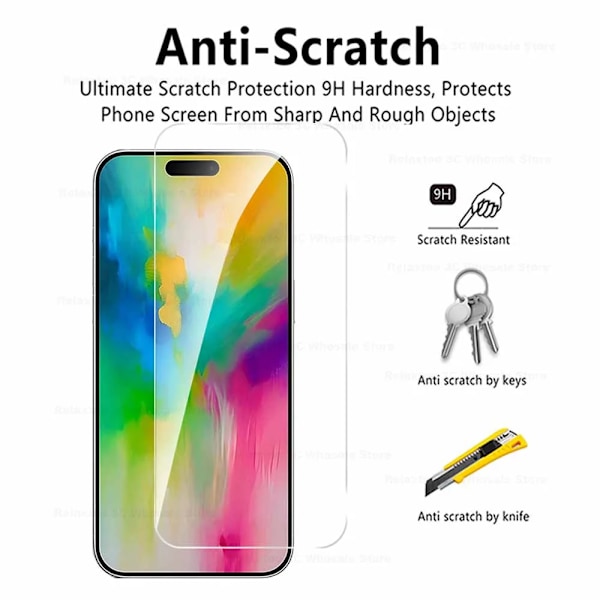 5Pack Härdat Glas Fodral För i-Phone 16 plus Skärmskydd Skärmskydd