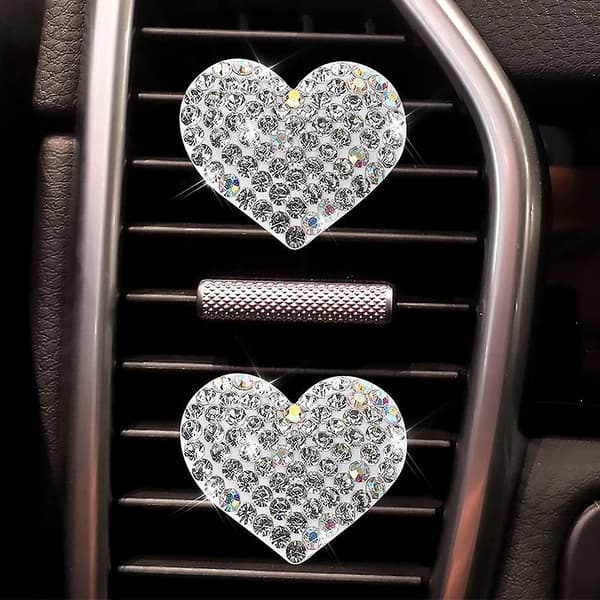 2-pack Bil Luftventil Clip Charms, Kristall Bil Diffuser Ventil Clip, Rhinestone Oljediffuser Ventil Clip