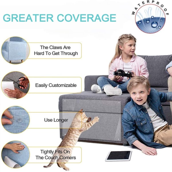 Pet Cat anti-scratch Guard Shield Training Tape Soffa Väggdörr Protector Sticker (30*40/8st + Naglar 20st)