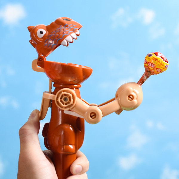 2st Lycklig-konstig dinosaurie Lollipop Robot Kreativ Knepig Candy Eating Robot April Fool's Day Present Mat Leksak