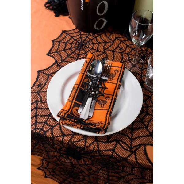 Spetsöverlägg Bordsskiva Collection Gotisk Halloween-dekor, bordslöpare, 18x72, spindelnät