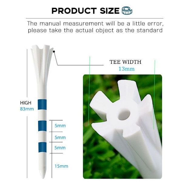 50 stk. 5-benet golf tees markeringssystem jernhybrid-tees Blandede tees med lav friktion