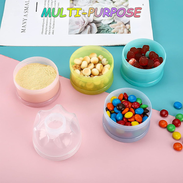 4-lags melkeerstatningsdispenser for baby, formelbeholder for reise, sølesikker, stablebar oppbevaringsbeholder for babysnacks med håndtak, BPA-fri, 2 P