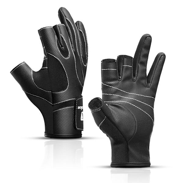 Herre Pro Climate Fiske Neopren Handsker & Gummi Greb Foldbar Finger/sort-L