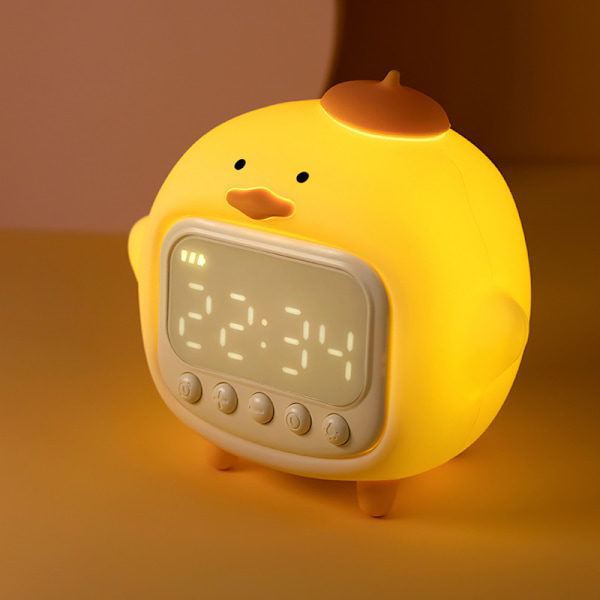 Färg kreativ ny produkt kramar anka väckarklocka, silikon liten nattlampa, söt och dragkedja upp, tvåfärgad atmosfär, mjukt ljus och sovkläder