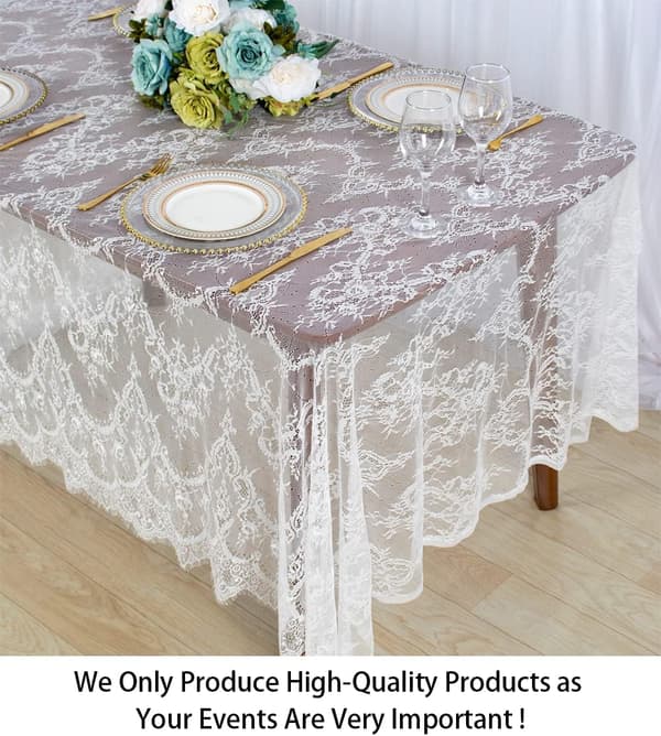 Rektangulær blonde dug 76*300CM hvid rektangulær dækket te dug blonde dug rektangulær dug blonde dug bord blomsterbroderi