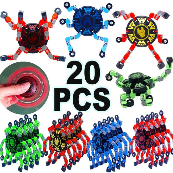 20 stk. Fingerspids Gyro Legetøj Sjovt Sensorisk Fidget Legetøj Twister Fingerspids Stress Relief Gyro Legetøj Finger Hånd Spinner Fingerspids Spinnere Fingerspids Dekompres